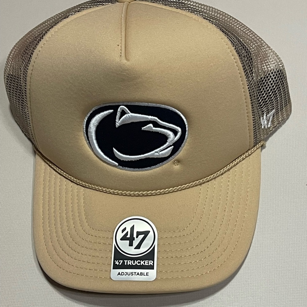 Penn State Nittany Lions  47' Snapback Trucker Hat Foam Front Mesh Cap Khaki NEW